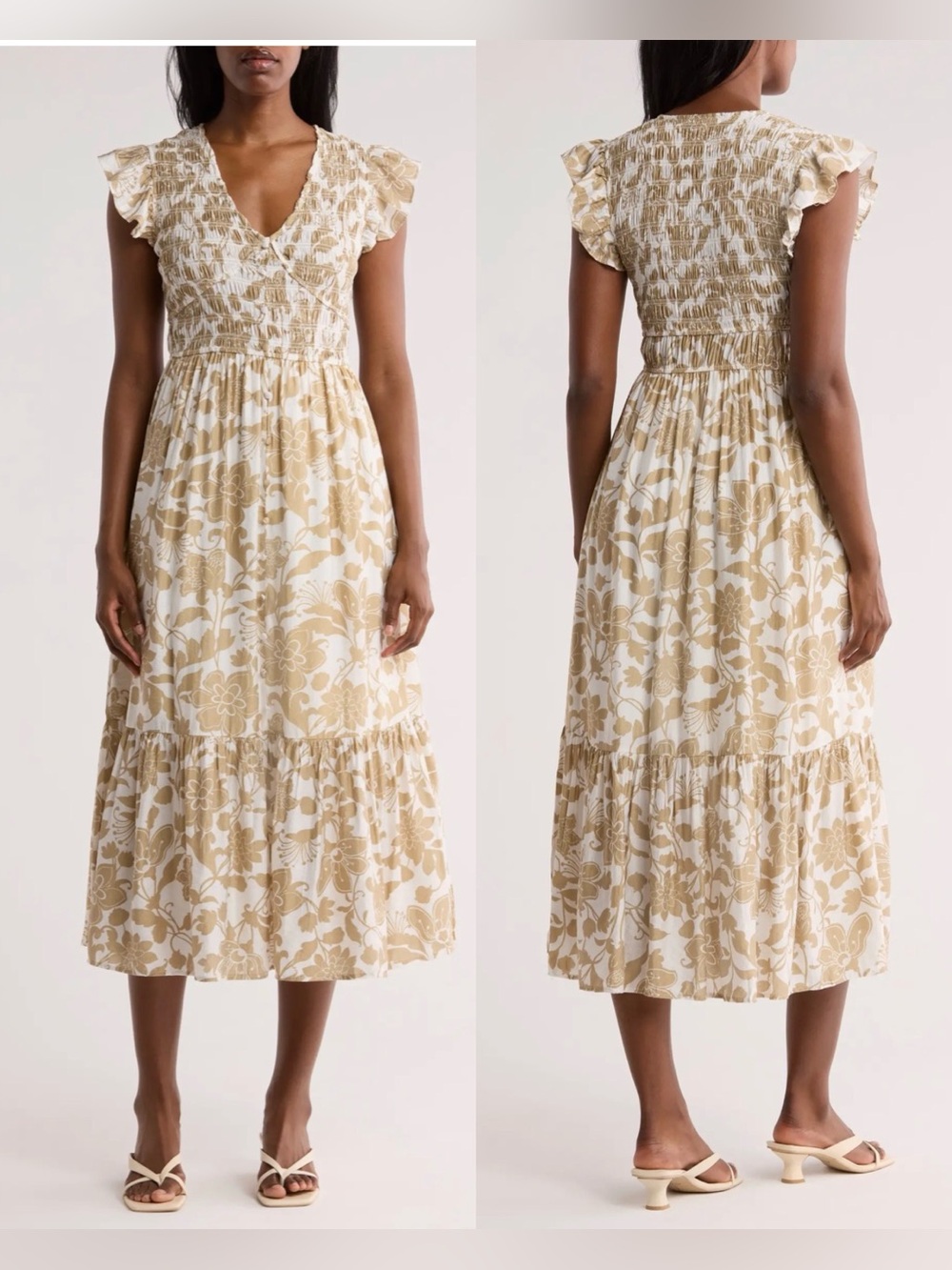 August Sky Nordstrom Floral Cap Sleeve Dress , size M